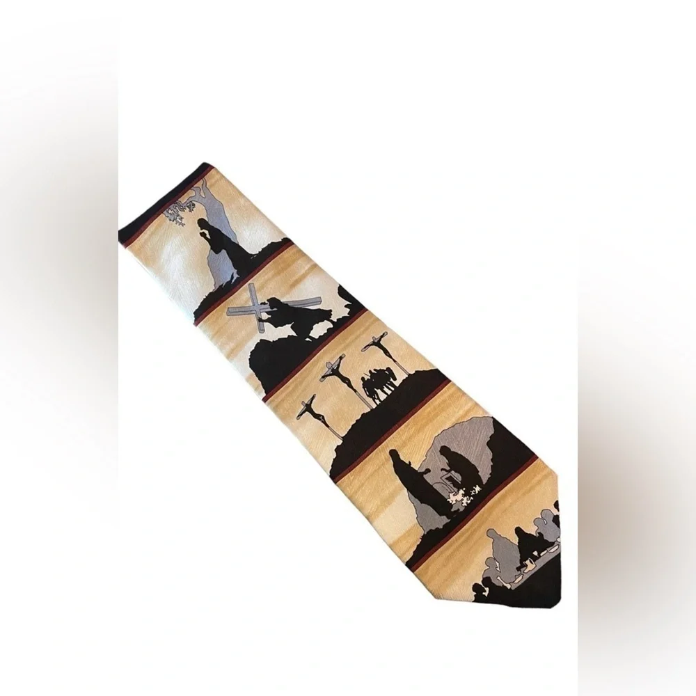 100% Silk Tie Showing the Story of the Crucifixion by Eagles Wings